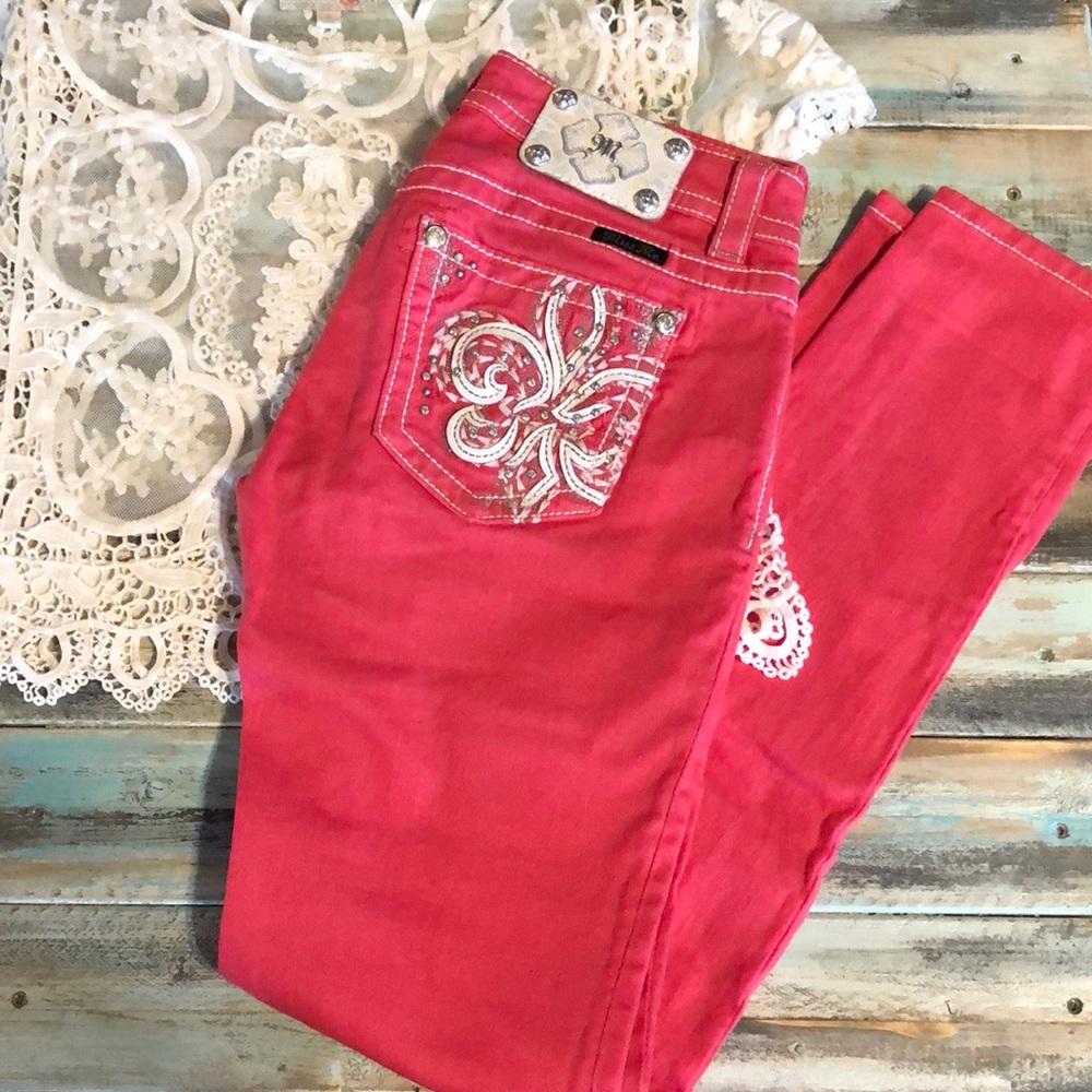 Miss Me skinny coral/pink jeans